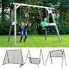 Image de AXI 4-in-1 SportsFun in Grijs/Wit - 4-in-1 Frame voor schommel, voetbal, volleybal en tennis - Schommelframe met net voor diverse sporten - FSC hout