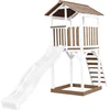 Image de AXI Beach Tower Speeltoestel in Bruin/Wit - Speeltoren met Zandbak en Witte Glijbaan - FSC hout - Speelhuis op palen voor de tuin