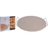 Image de Excellent Houseware - Pizzasteen - met Metalen - Houder - 33 cm - Keramiek - Steen - Beige - Warmte - Absorberend