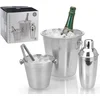 Image de Excellent Houseware Bar set RVS 4 delig: wijnkoeler, shaker, ijsemmer en tang - OP = OP