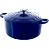 Image de BK Bourgogne Braadpan Gietijzer 24cm/4.2l - inductie braadpan - gietijzeren braadpan - ovenbestendig tot 230 graden - deksel met druipringen - wit geëmailleerde binnenkant - Royal Blue