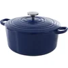Image de BK Bourgogne Braadpan Gietijzer 28cm/6.7l - inductie braadpan - gietijzeren braadpan - ovenbestendig tot 230 graden - deksel met druipringen - wit geëmailleerde binnenkant - Royal Blue