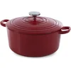 Image de BK Bourgogne Braadpan Gietijzer 28cm/6.7l - inductie braadpan - gietijzeren braadpan - ovenbestendig tot 230 graden - deksel met druipringen - wit geëmailleerde binnenkant - Chili Red