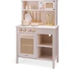 Image de Woet® Houten Speelgoed Kinderkeuken - Speelkeukentje met Rotan Details en Gouden Kraan - Speelkeuken Roze met Diverse Accessoires - Werkbladhoogte 55 cm - Rollenspel - Vanaf 3 Jaar
