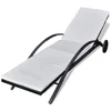 Image de vidaXL - Ligbed - met - kussen - en - wieltjes - poly - rattan - zwart