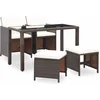 Image de vidaXL - 5-delige - Tuinset - met - kussens - poly - rattan - bruin