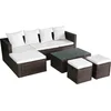 Image de vidaXL - 4-delige - Loungeset - met - kussens - poly - rattan - bruin