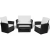 Image de vidaXL - 4-delige - Loungeset - met - kussens - poly - rattan - zwart
