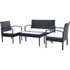 Image de vidaXL - 4-delige - Loungeset - met - kussens - poly - rattan - zwart