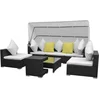 Image de vidaXL - 7-delige - Loungeset - met - luifel - poly - rattan - zwart