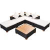 Image de vidaXL - 6-delige - Loungeset - met - kussens - poly - rattan - zwart
