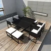 Image de vidaXL - 9-delige - Tuinset - met - kussens - poly - rattan - zwart
