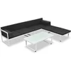 Image de vidaXL - 4-delige - Loungeset - met - kussens - aluminium - zwart