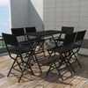 Image de vidaXL - 7-delige - Tuinset - inklapbaar - staal - poly - rattan - zwart
