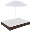 Image de vidaXL - Loungebed - met - parasol - poly - rattan - bruin