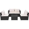 Image de vidaXL - 5-delige - Loungeset - met - kussens - poly - rattan - zwart