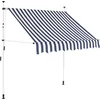 Image de vidaXL - Luifel - handmatig - uittrekbaar - 200 - cm - blauw - en - witte - strepen
