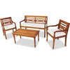 Image de vidaXL - 4-delige - Loungeset - met - kussens - massief - teakhout