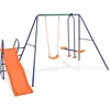 Image de vidaXL - Schommelset - met - glijbaan - en - 3 - zitjes - oranje