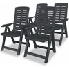 Image de vidaXL - Tuinstoelen - 4 - st - verstelbaar - kunststof - antracietkleurig