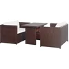 Image de vidaXL - 3-delige - Bistroset - met - kussens - poly - rattan - bruin