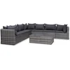 Image de vidaXL - 8-delige - Loungeset - met - kussens - poly - rattan - grijs