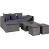 Image de vidaXL - 4-delige - Loungeset - met - kussens - poly - rattan - grijs