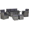 Image de vidaXL - 6-delige - Loungeset - met - kussens - poly - rattan - grijs