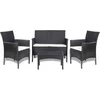 Image de vidaXL - 4-delige - Loungeset - met - kussens - poly - rattan - zwart
