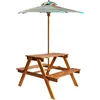 Image de vidaXL - Kinderpicknicktafel - met - parasol - 79x90x60 - cm - massief - acaciahout