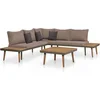 Image de vidaXL - 4-delige - Loungeset - met - kussens - massief - acaciahout - bruin