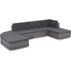 Image de vidaXL - 6-delige - Loungeset - met - kussens - poly - rattan - grijs