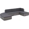 Image de vidaXL - 6-delige - Loungeset - met - kussens - poly - rattan - grijs