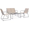 Image de vidaXL - 4-delige - Loungeset - stof - en - staal - crèmekleurig