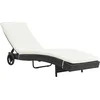 Image de vidaXL - Ligbed - met - wielen - en - kussen - poly - rattan - zwart
