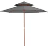 Image de vidaXL - Parasol - dubbeldekker - met - houten - paal - 270 - cm - antraciet