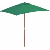 Image de vidaXL - Parasol - met - houten - paal - 150x200 - cm - groen