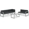 Image de vidaXL - 3-delige - Loungeset - met - kussens - aluminium - zwart