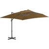 Image de vidaXL - Zweefparasol - met - aluminium - paal - 300x300 - cm - taupe