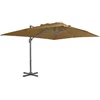 Image de vidaXL - Zwevende - parasol - met - aluminium - paal - 400x300 - cm - taupe