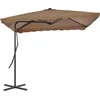 Image de vidaXL - Parasol - met - stalen - paal - 250x250 - cm - taupe
