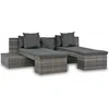 Image de vidaXL - 4-delige - Loungeset - met - kussens - poly - rattan - grijs
