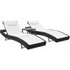 Image de vidaXL - Ligbedden - 2 - st - met - tafel - poly - rattan - en - textileen - zwart