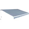 Image de vidaXL - Luifel - handmatig - uittrekbaar - 450 - cm - blauw/wit