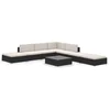 Image de vidaXL - 8-delige - Loungeset - met - kussens - poly - rattan - zwart