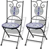 Image de vidaXL - Bistrostoelen - inklapbaar - 2 - st - keramiek - blauw - en - wit