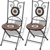 Image de vidaXL - Bistrostoelen - inklapbaar - 2 - st - keramiek - terracottakleurig - en - wit