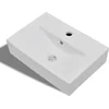Image de vidaXL - Wastafel - met - kraangat - en - overloop - rechthoekig - keramiek - wit