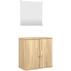 Image de vidaXL - 2-delige - Badkamermeubelset - bewerkt - hout - eikenkleurig