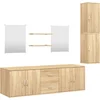 Image de vidaXL - 7-delige - Badkamermeubelset - bewerkt - hout - eikenkleurig